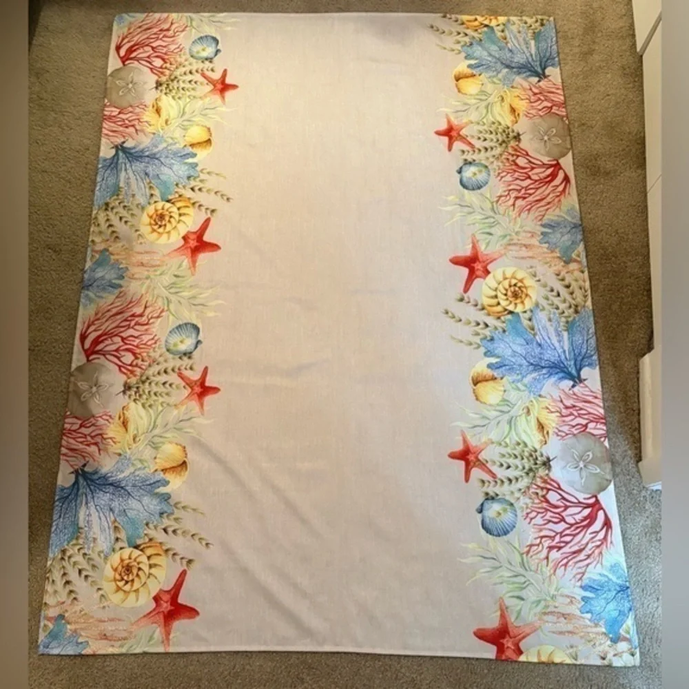 Better Homes And Garden Coastal Charm  52”x 70” Table Cloth-Red, Blue, Cream